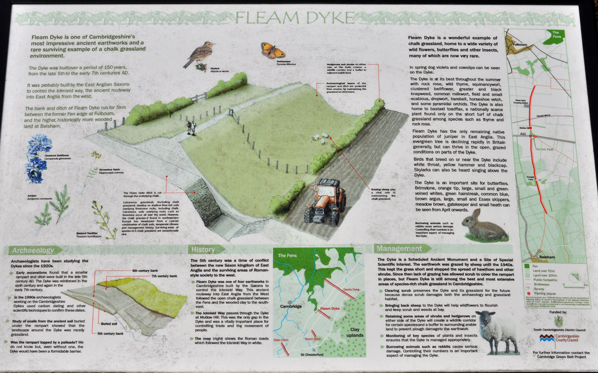 Photograph of the Fleam Dyke information board
Click on the image for the next photo