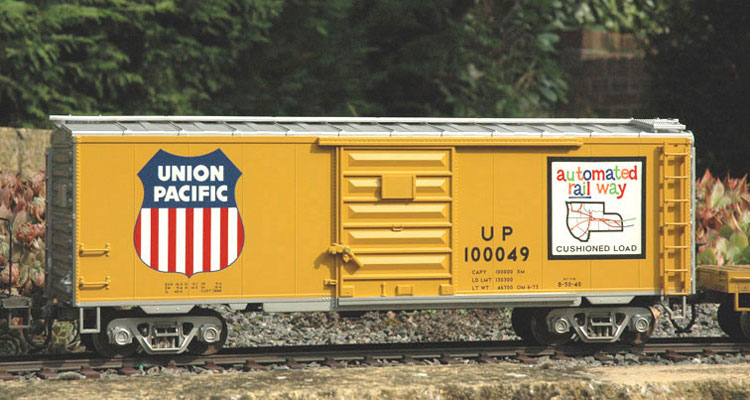 Photo of a MTH 1:32 scale model UP boxcar