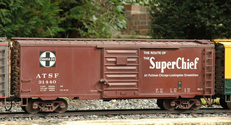 Photo of a MTH 1:32 scale model ATSF boxcar