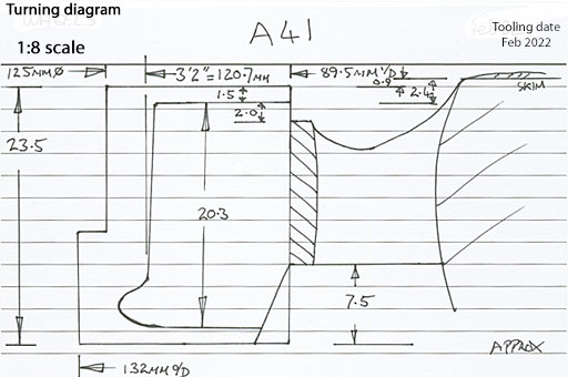 Cross section diagram of casting A41