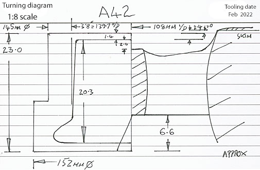 Cross section diagram of casting A42