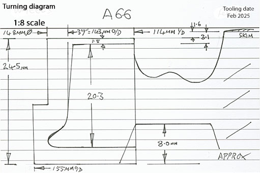 Cross section diagram of casting A66