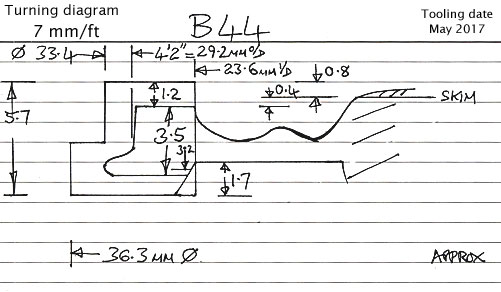 Cross section diagram of casting B44