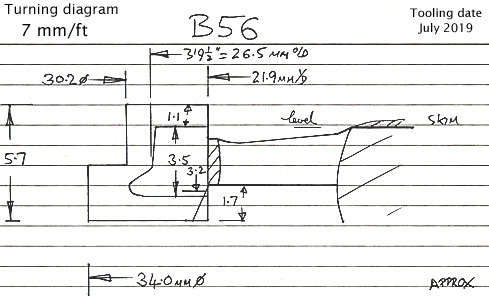 Cross section diagram of casting B56