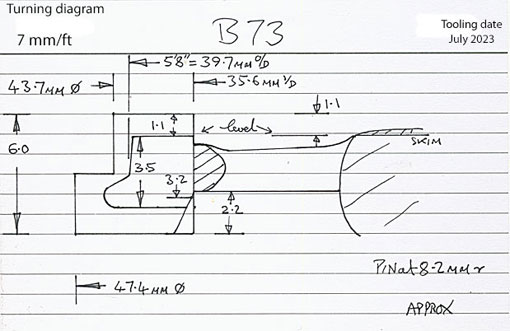 Cross section diagram for casting B73