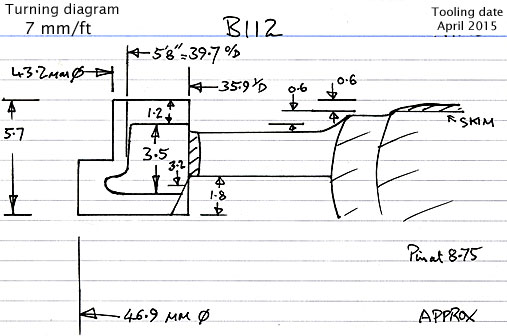 Cross section diagram of casting B112