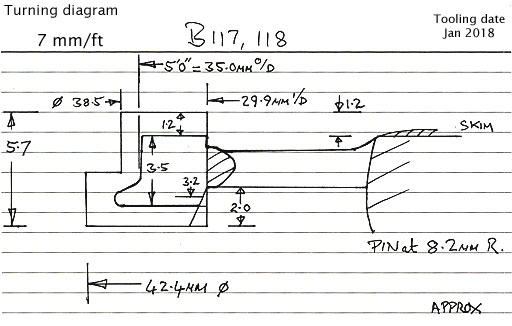 Cross section diagram for castings B117, B118
