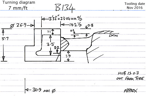 Cross section diagram of casting B134