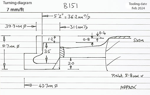 Cross section diagram of casting B151