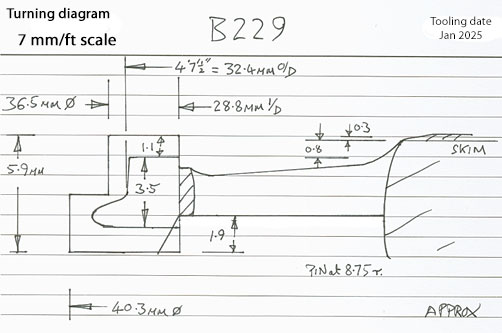 Cross section diagram of casting B229