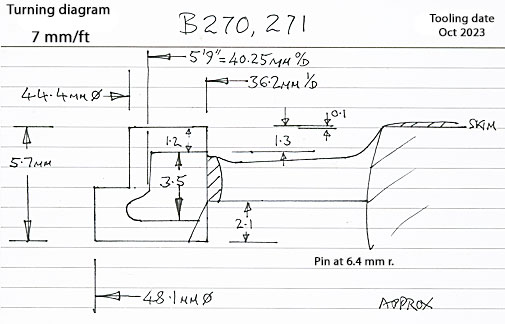 Cross section diagram for castings B270, 271