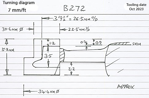 Cross section diagram for casting B272