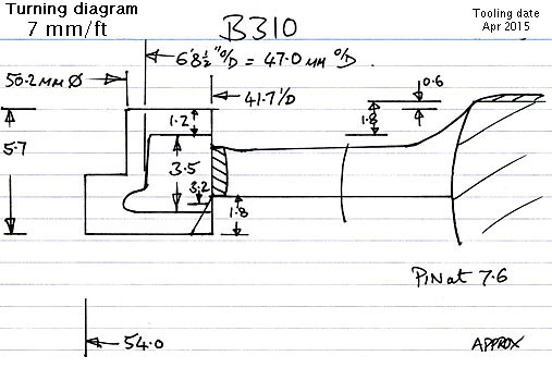 Cross section diagram of casting B310