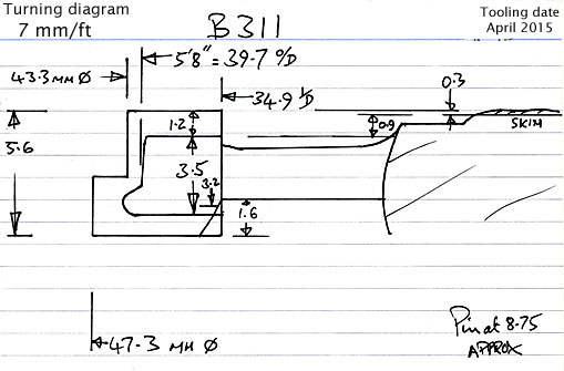 Cross section diagram of casting B311