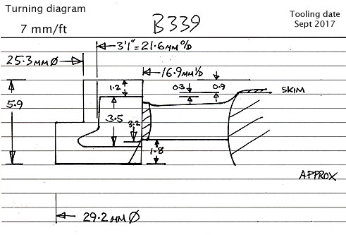 Cross section diagram of casting B339