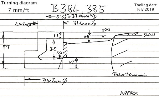 Cross section diagram of casting B384