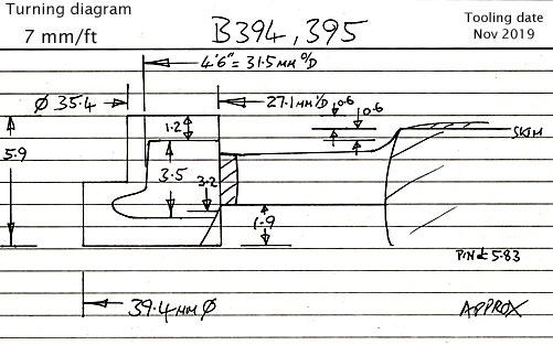 Cross section diagram of casting B394