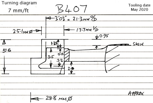 Cross section diagram of casting B407