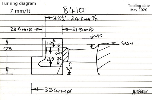 Cross section diagram of casting B410