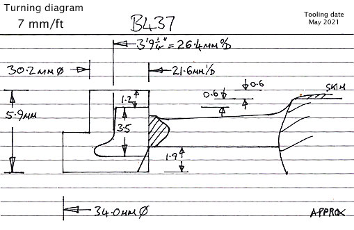 Cross section diagram of casting B437