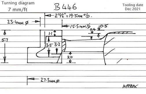 Cross section diagram of casting B446