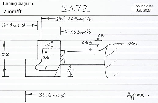 Cross section diagram of casting B472
