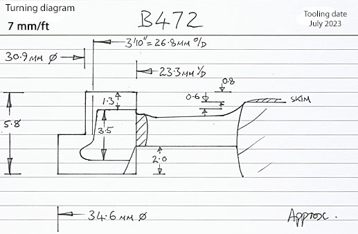 Cross section diagram of casting B472
