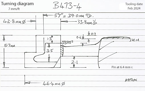 Cross section diagram of castings B473 and B374