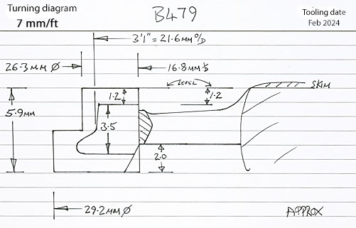 Cross section diagram of casting B479