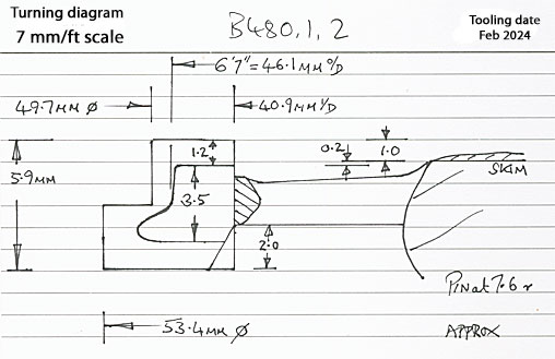 Cross section diagram of casting B480