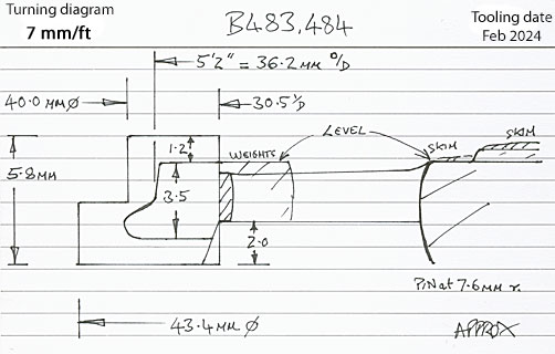 Cross section diagram of castings B483,4