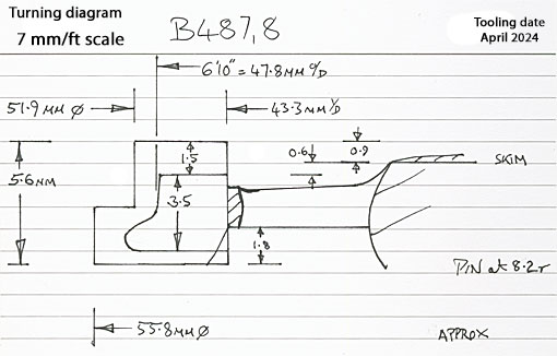 Cross section diagram of casting B487