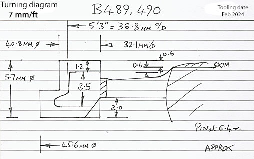 Cross section diagram of casting B489
