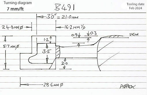 Cross section diagram of casting B491