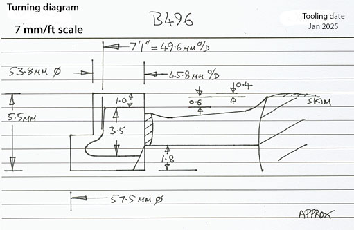 Cross section diagram of casting B496