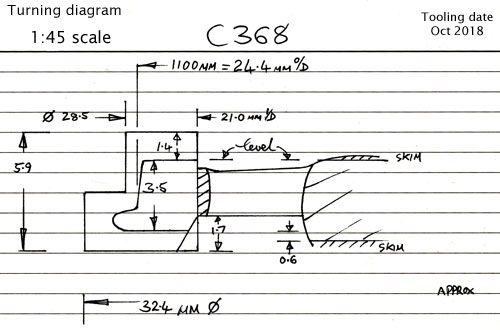 Cross section diagram of casting C368