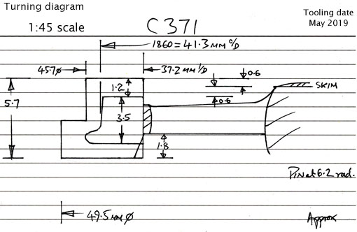 Cross section diagram of casting C371
