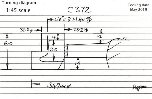 Cross section diagram of casting C372