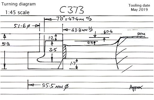 Cross section diagram of casting C373