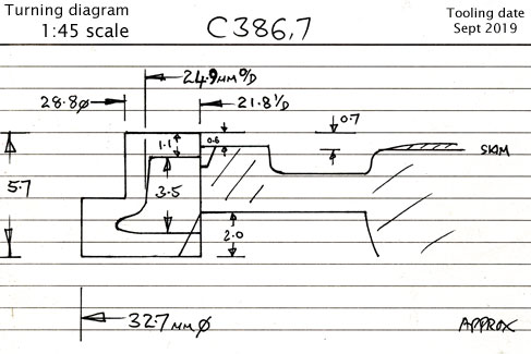 Cross section diagram of casting C386