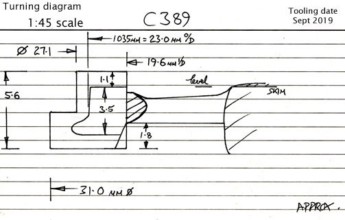 Cross section diagram of casting C389