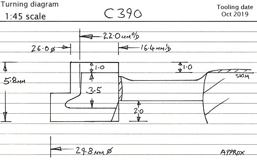 Cross section diagram of casting C390