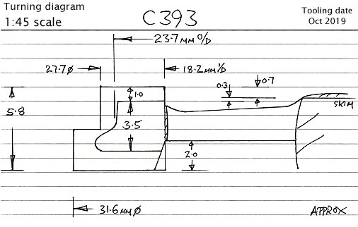 Cross section diagram of casting C393