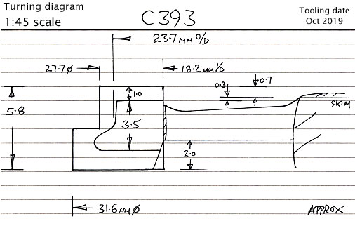 Cross section diagram of casting C393