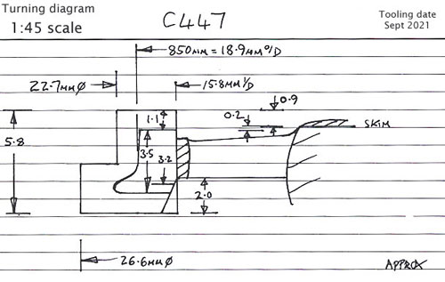 Cross section diagram of castings C447