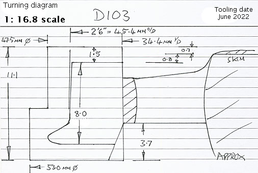 Cross section diagram of casting D103