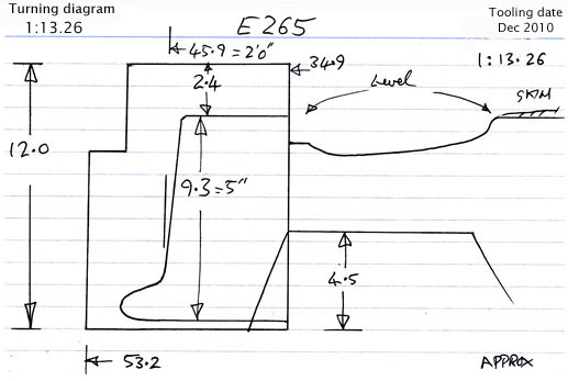 Cross section diagram of casting E265