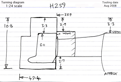 Cross section diagram of casting H259