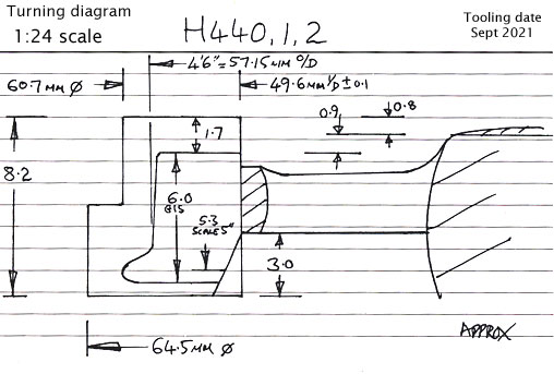 Cross section diagram of casting H440-2