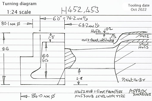 Cross section diagram of casting H452